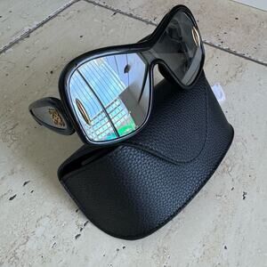 New! LOEWE LW40131I 01C Square Mask Sunglasses, Black, Authentic